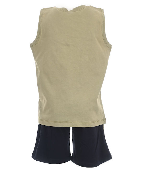 Nek Kids Wear Kids Set with Shorts Summer 2pcs Olive oil maroon