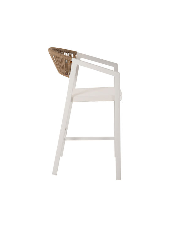 Bar Stool for Outdoor Space Made of Aluminum White 57x57x99cm