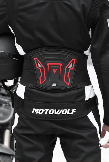 Motowolf Safety Belt For Motorcyclists With Elastic Cushion And Adjustable Fastening System, Ideal For Motorcycle Rides, Red