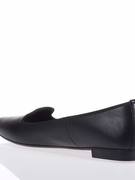 Toutounis Leather Pointy Ballerinas Black