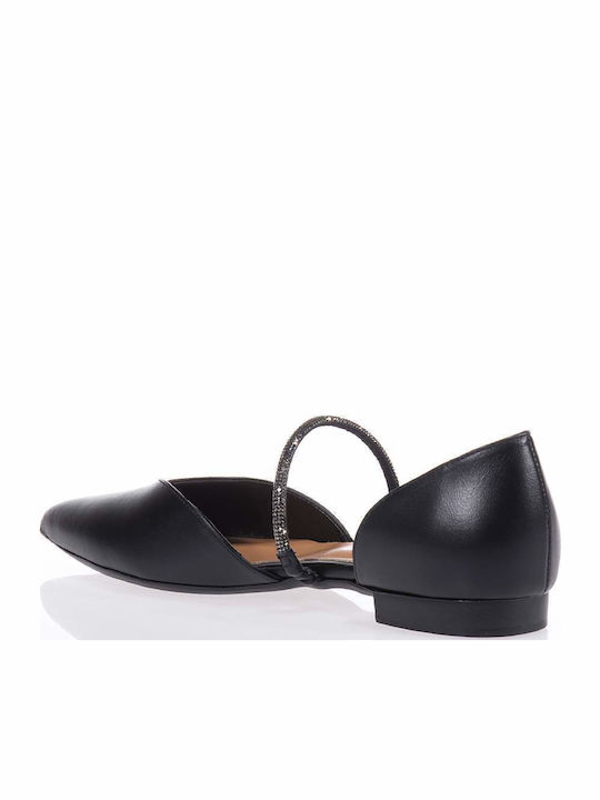 Toutounis Leather Pointy Ballerinas Black