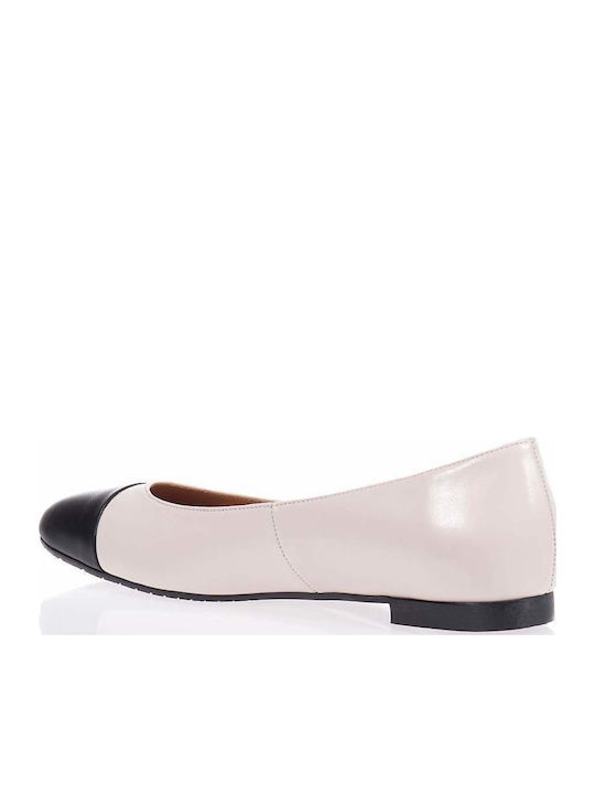 Lederne Damen Ballerinas in Beige Farbe