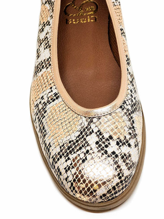 Lederne Damen Ballerinas in Beige Farbe