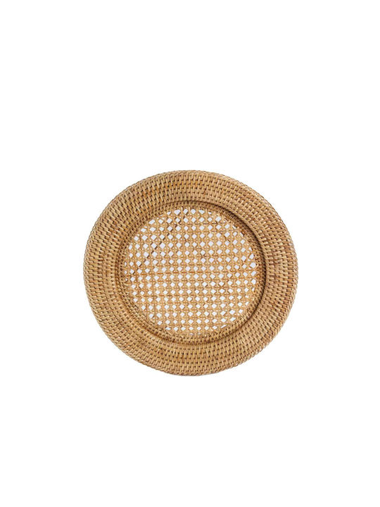 Andrea House Διακοσμητική Πιατέλα Στρογγυλή Rattan Λευκή 32x32x2εκ.