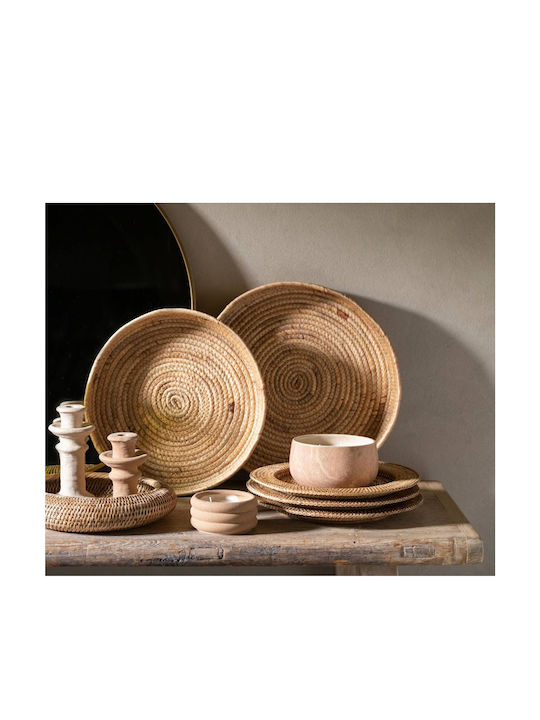 Andrea House Διακοσμητική Πιατέλα Στρογγυλή Rattan Λευκή 32x32x2εκ.