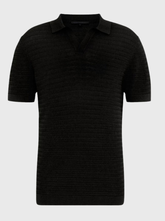 Short Sleeve Polo Sweater Black
