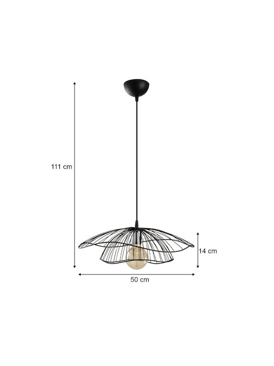 Megapap Yildo Lustră Negru Rețea cu Dulie E27 50x111cm.
