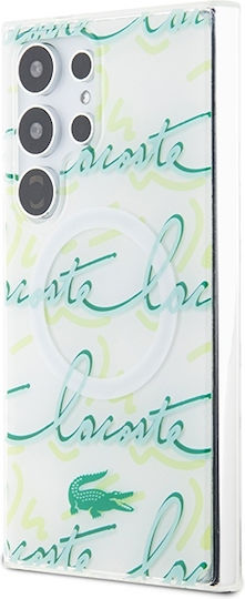Lacoste Logo Script Magsafe Back Cover Πλαστικό Λευκό (Galaxy S24 Ultra)