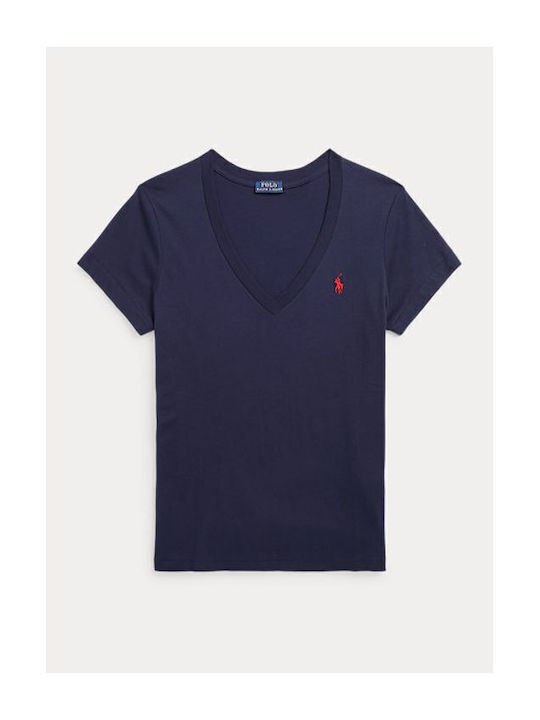 Ralph Lauren Damen T-Shirt mit V-Ausschnitt Marineblau