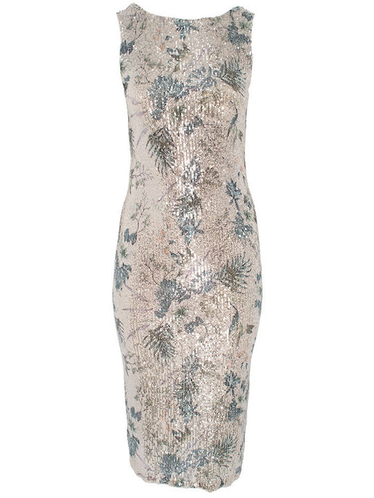 Sommer Midi Abendkleid Silber