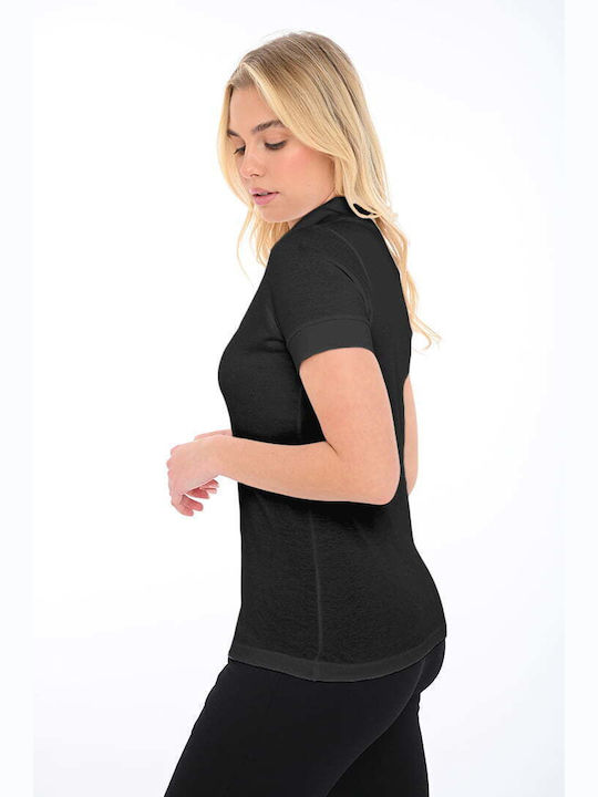 Bodymove Damen Polo Bluse Schwarz