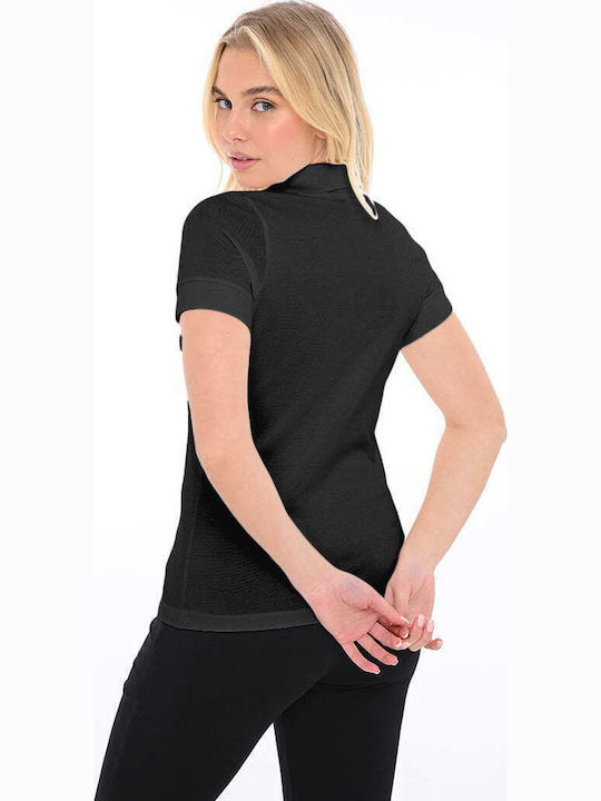 Women's Polo Blouse Short Sleeve Black