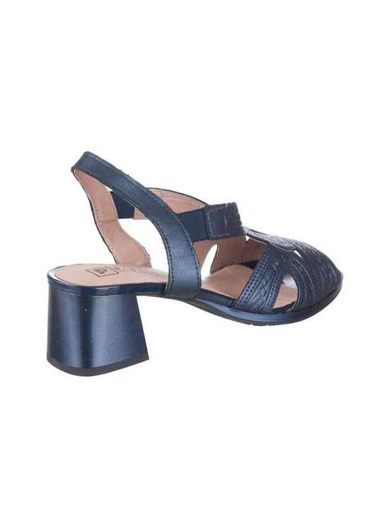 Pitillos Anatomic Leather Women's Sandals Blue with Medium Heel