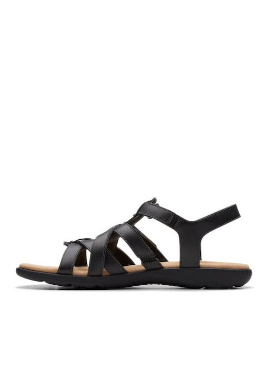 Clarks Leather Women's Flat Sandals in Black Color