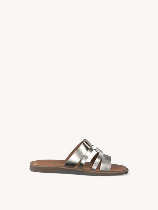 Leder Flache Damen Sandalen Silber