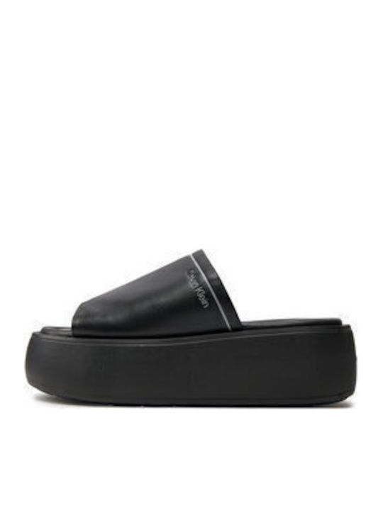 Sandale casual damă din piele Flatforme Negră