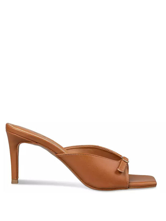 Envie Shoes Mules με Τακούνι σε Καφέ Χρώμα