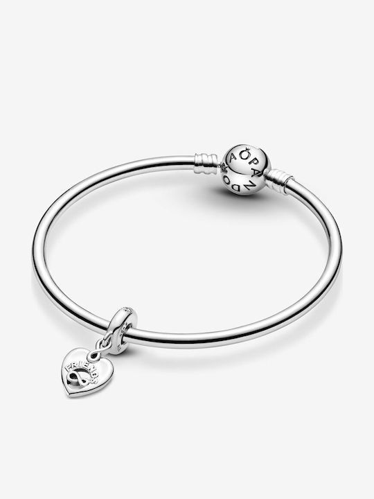 Pandora Friends Forever Heart Dangle Charm Καρδιά από Ασήμι με Ζιργκόν