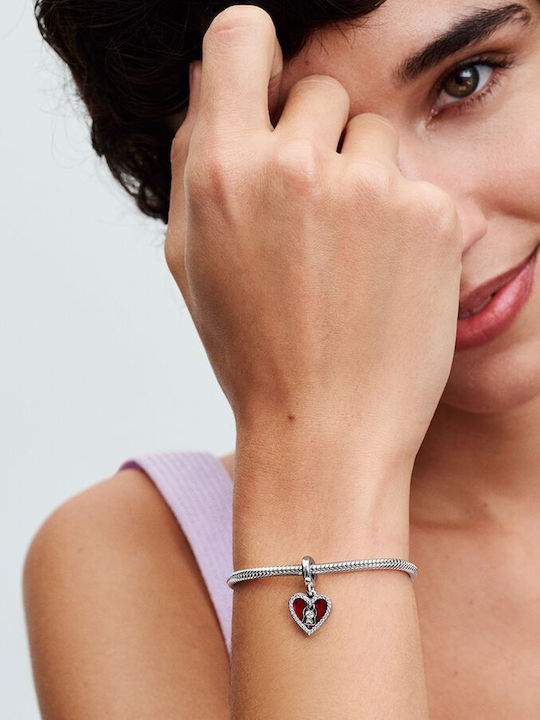 Pandora Charm Καρδιά από Ασήμι Κόκκινο