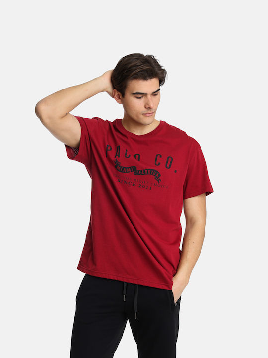 Paco & Co Herren T-Shirt Kurzarm Burgundisch