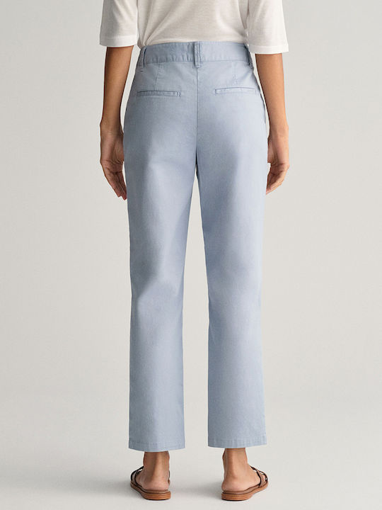 Women's High-waisted Chino Trousers Slim Fit Light Blue