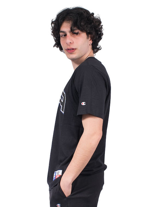 Champion Crewneck T-shirt Bărbătesc cu Mânecă Scurtă Negru