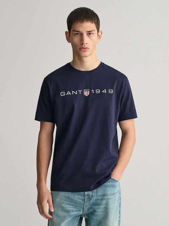 Gant Printed Herren T-Shirt Kurzarm Blau