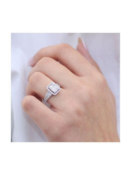 Women's White Gold Ring with Diamond 18K