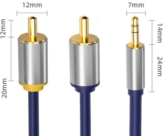 3,5mm Klinkenkabel - 2x RCA-Stecker Schwarz Länge 5m 77400169