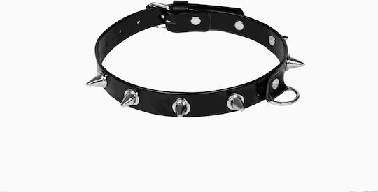 Krawatten-Peitschen Lack, Damenhalsband mit Spikes, Schwarz