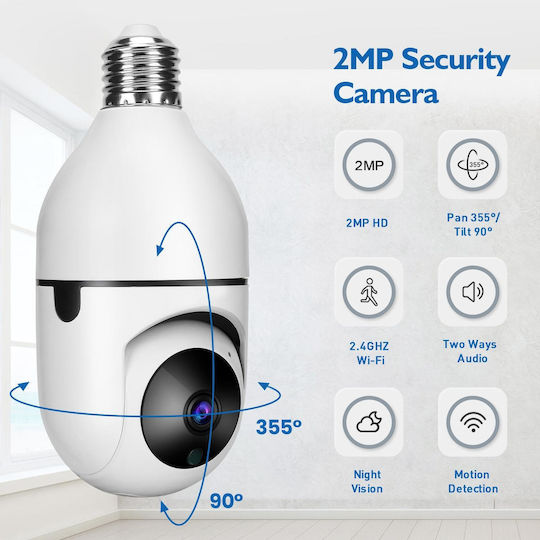 Smart IP Surveillance Camera Wi-Fi Full HD 1080p Waterproof with Two-Way Communication and Lens 4mm