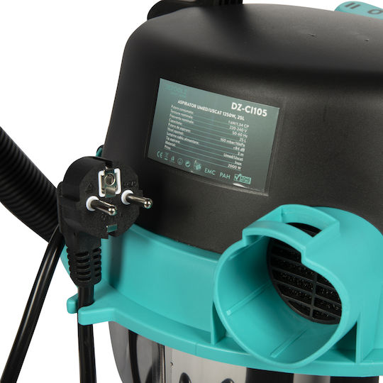 Detoolz Aspirator Lichide / Solide 1250W cu Inoxidabil Recipient 25lt