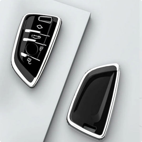 Car Key Cover Case made of with 4 Buttons for Bmw in Black Color