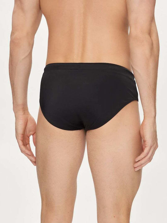 Hugo Boss Herren Badehose Slip Schwarz Drucken