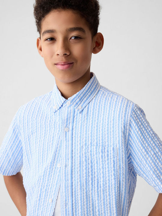 Kids Solid Color Short Sleeve Shirt White Blue 858571000