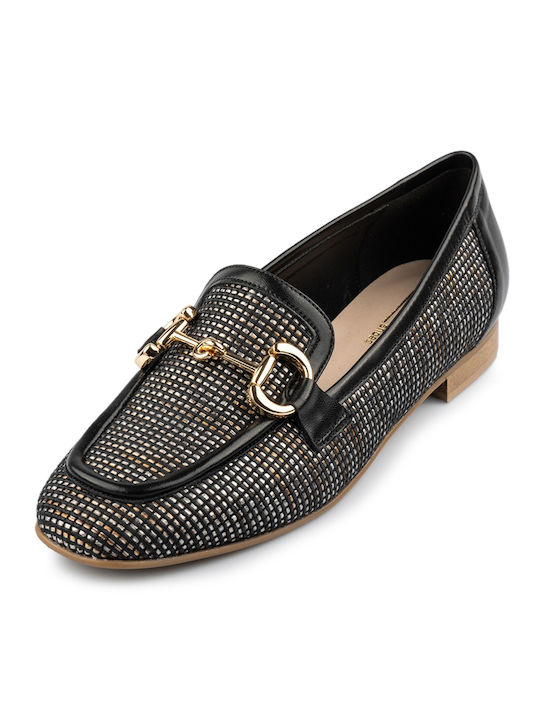 Fardoulis Leather Women's Moccasins in Black Color