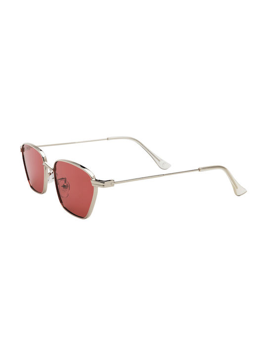 Sunglasses with Silver Metal Frame and Red Mirror Lens 01-9080-4