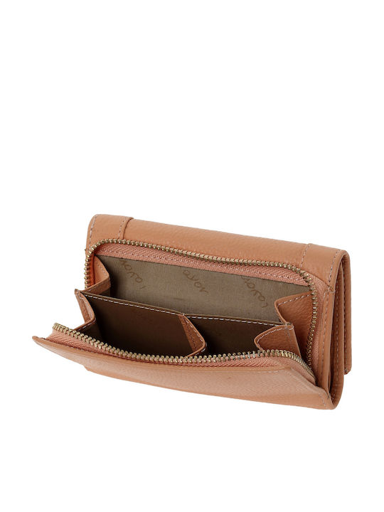 Small Leather Women's Wallet Classic with RFID Coral