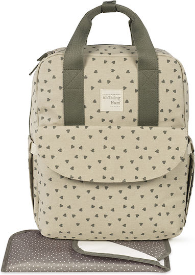 Backpack Changing Bag Poppy Olive Hearts | Walking Mum 1120800324