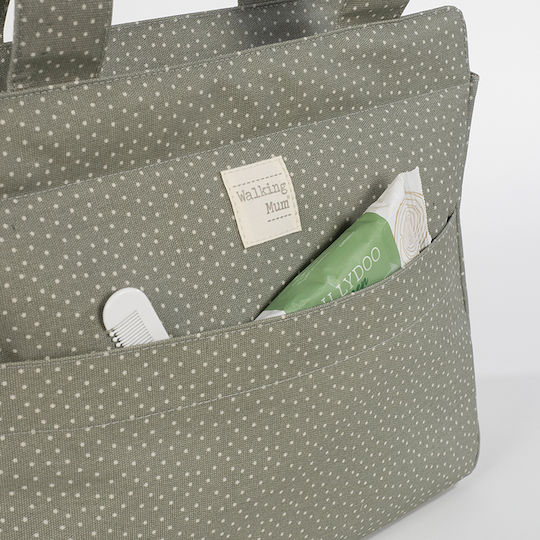 Poppy Olive Polka Dot Changing Bag | Walking Mum 1120800318