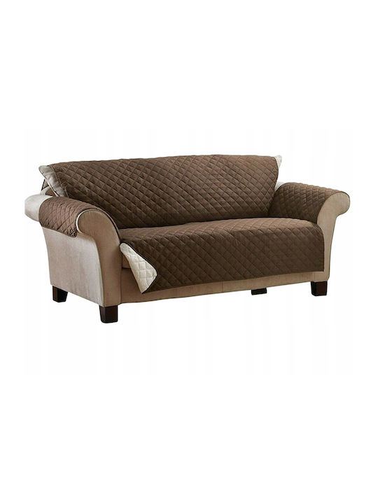 Verk Group Ελαστικό Κάλυμμα Διθέσιου Καναπέ Καφέ 165x240cm