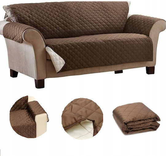Verk Group Ελαστικό Κάλυμμα Διθέσιου Καναπέ Καφέ 165x240cm