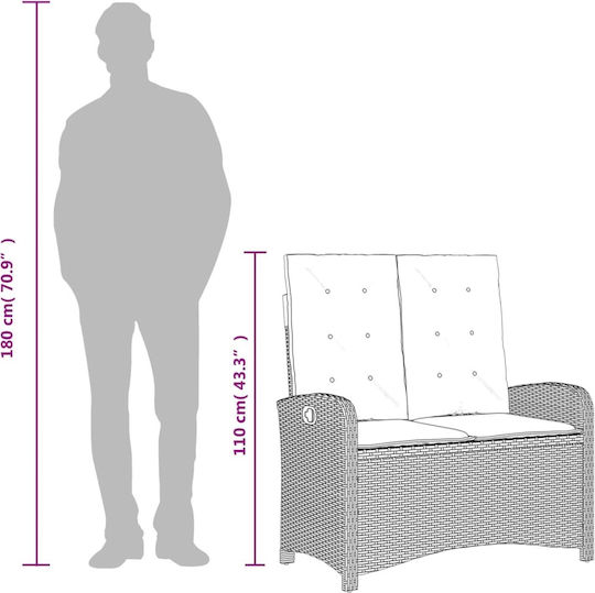 Garten- und Outdoor-Möbelsets 2 Stück Schwarz mit Kissen