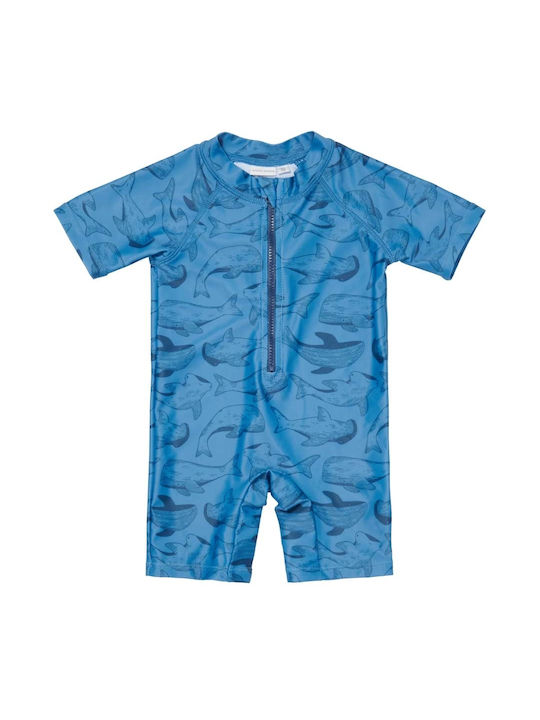 Cl4544-19 Little Dutch Kids One-piece Swimwear With Uv Protection Sea Life Blue