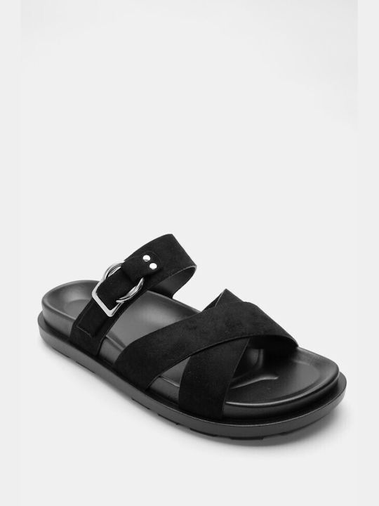 Flache Sandalen mit Kreuzriemen 4122601-schwarz