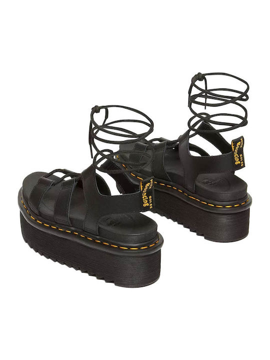 Nartilla Leather Women's Flat Sandals in Black Color