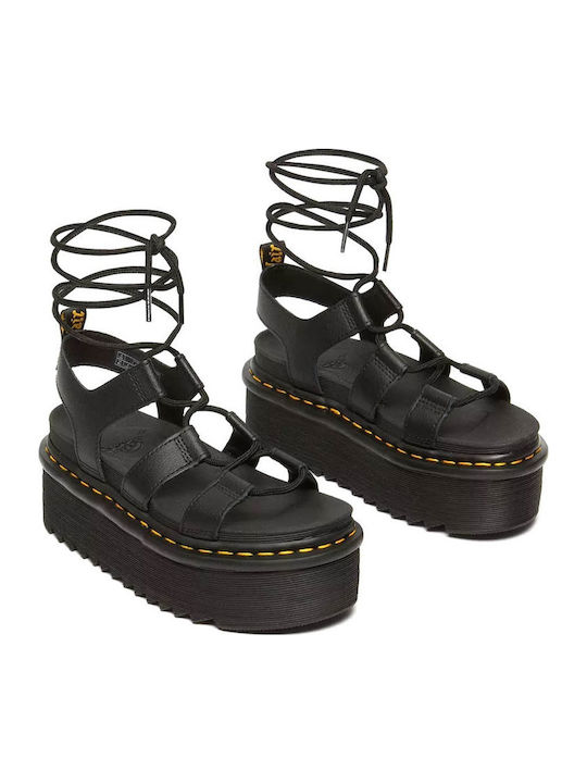Nartilla Leather Women's Flat Sandals in Black Color