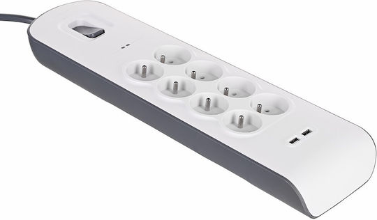 Belkin Πολύπριζο 8 Θέσεων με 2 USB-A και Καλώδιο 2m Γαλλίας (Type E)