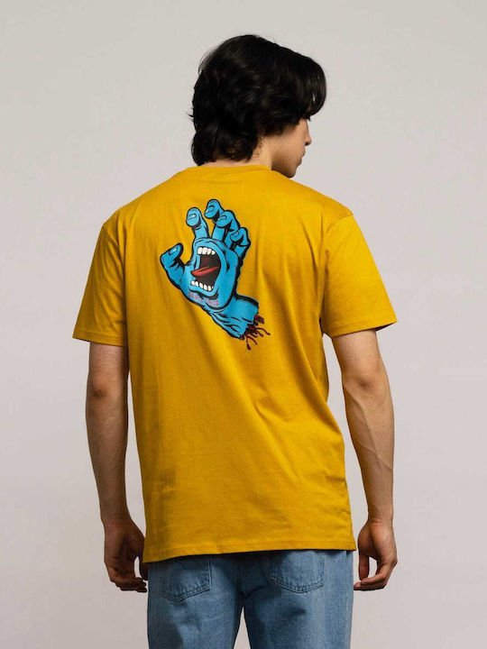 Santa Cruz Screaming Hand Chest T-shirt Bărbătesc cu Mânecă Scurtă Yellow