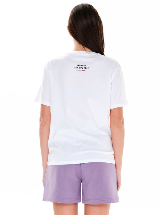 Γυναικείο Αθλητικό Oversized T-shirt Floral Λευκό